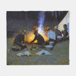 Jägarnas kvällsmat Frederic Remington Rustik Fleecefilt