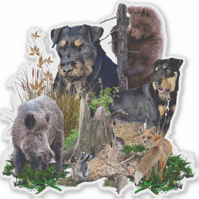 Jagdskräcker Apache mot Renbrad. Klistermärken (Framsida)