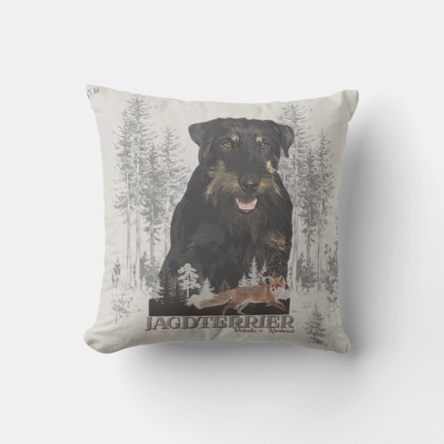 Jagdskräcker Dakota mot Renbrad Faux Kanvastryck A Kudde (Framsida)