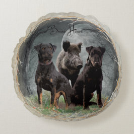 Jagdskräcker, modig hjärtbandindustri poster akryl rund kudde