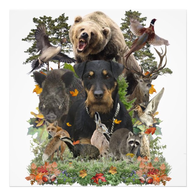 Jagdskräcker, tyska jaktterrier fototryck (Framsidan)