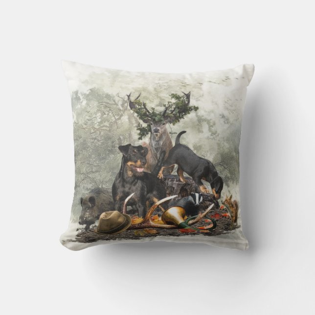 Jagdskräcker, tyska jaktterrier kudde (Framsida)
