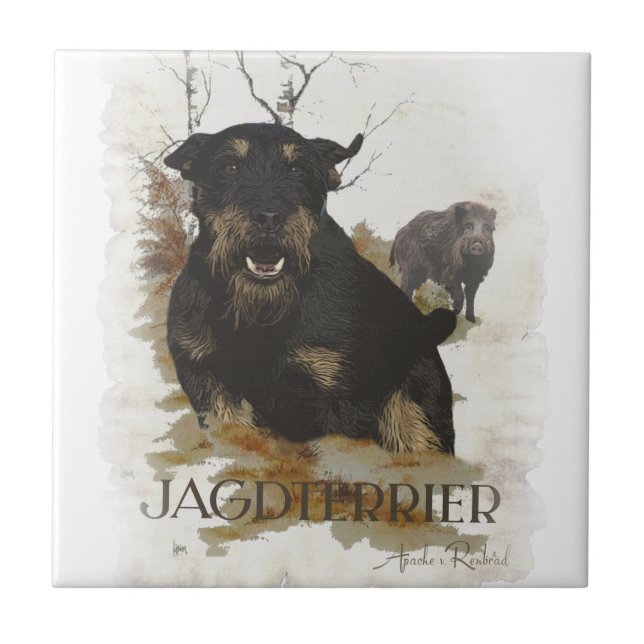 Jagdterrier T-Shirt Kaffe Mugg Keramik Ornament Be Kakelplatta (Framsidan)