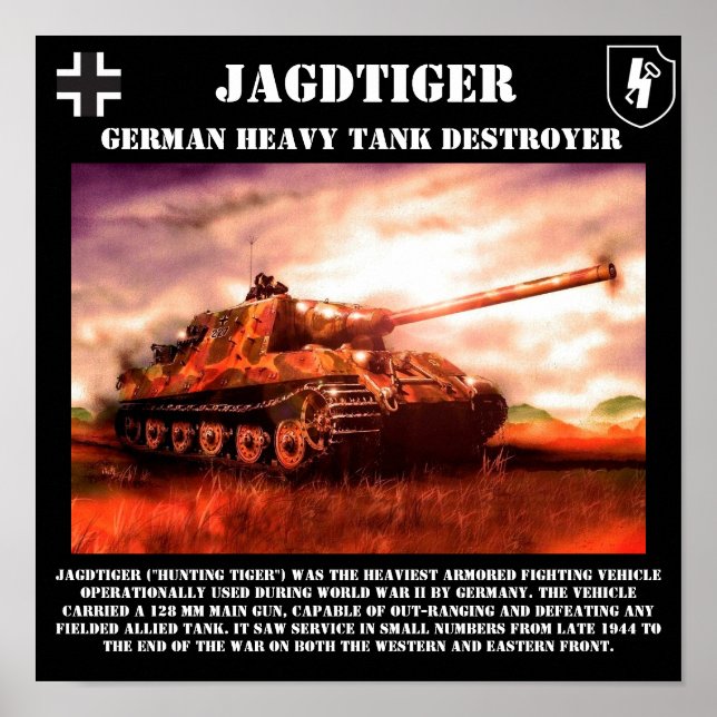 Jagdtiger German Tank Förstörare Skriv ut Poster (Framsidan)