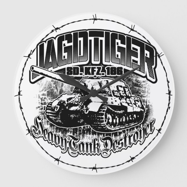 JAGDTIGER Round-lås (stor) för akrylisk vägg Stor Klocka (Framsida)
