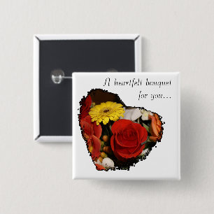 Jagged Kant Heart Bouquet Photograph Anpassningsba Knapp