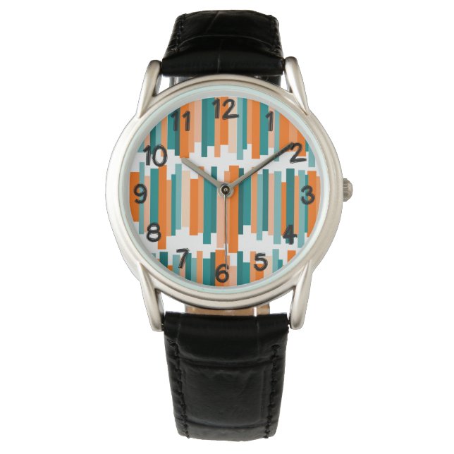 Jagged Linjer - Teal and Orange Armbandsur (Framsida)