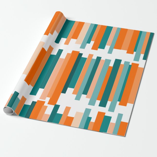 Jagged Linjer - Teal and Orange Presentpapper (Utrullad)