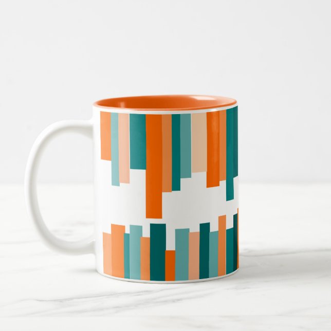 Jagged Linjer - Teal och Orange Mugg (Vänster)
