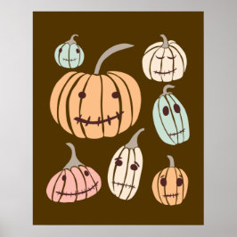 Jagged Little Jack-O-Lanternes Pastel Pumpkins Poster