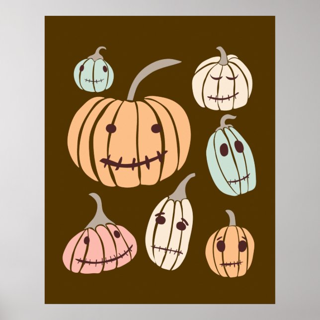 Jagged Little Jack-O-Lanternes Pastel Pumpkins Poster (Framsidan)