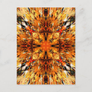 Jagged Orange Mandala Vykort