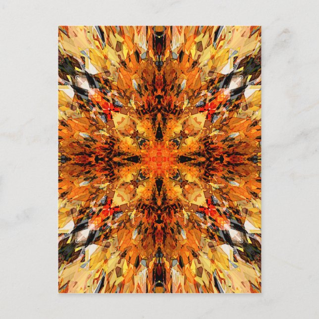Jagged Orange Mandala Vykort (Framsida)