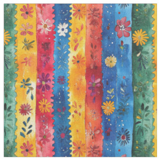 Jagged Rand Blommönster-Papel Picado Tyg