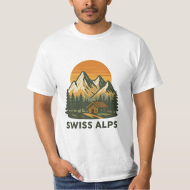 Jagged White Retro Vector Swiss Alpernas Sunset T Shirt