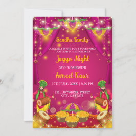 Jaggo night Invitation, Panjabi Pre Wedding Inbjudningar