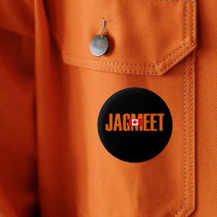 Jagmeet Orange fet text Canadian Flagga Färg Knapp