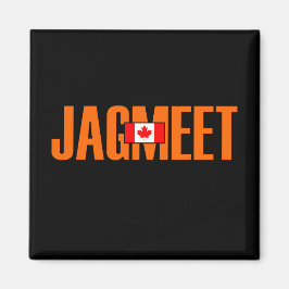 Jagmeet Orange fet text Canadian Flagga Färg Magnet