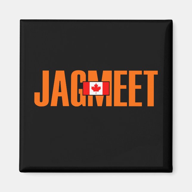 Jagmeet Orange fet text Canadian Flagga Färg Magnet (Framsidan)
