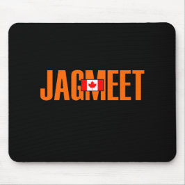 Jagmeet Orange fet text Canadian Flagga Färg Musmatta