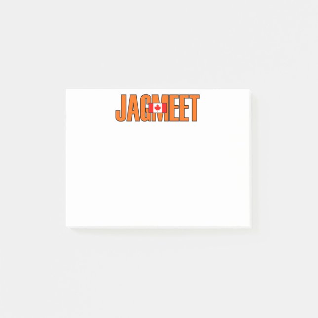 Jagmeet Orange fet text Canadian Flagga Färg Post-it Block (Framsida)