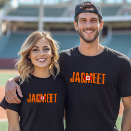 Jagmeet Orange fet text Canadian Flagga Färg T Shirt