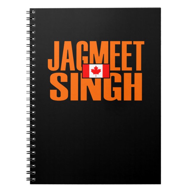 Jagmeet Singh Orange Block Text Canadian Flagga Anteckningsbok (Framsidan)