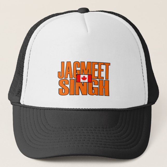 Jagmeet Singh Orange Block Text Canadian Flagga Keps (Framsida)