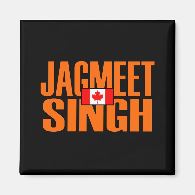Jagmeet Singh Orange Block Text Canadian Flagga Magnet (Framsidan)