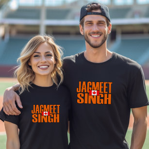 Jagmeet Singh Orange Block Text Canadian Flagga T Shirt