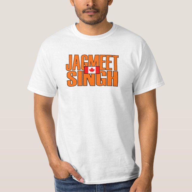 Jagmeet Singh Orange Block Text Canadian Flagga T Shirt (Framsida)