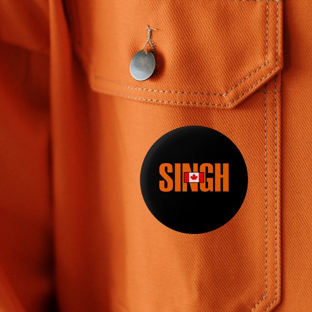 Jagmeet Singh Orange Bold Text Canadian Flagga Fär Knapp (Skapare uppladdad)