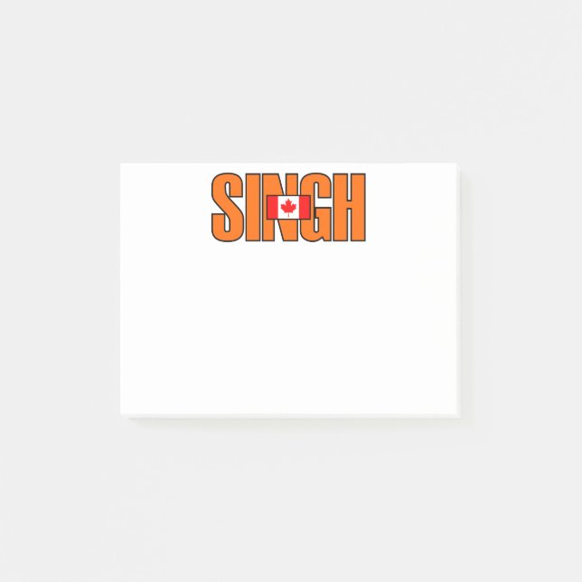 Jagmeet Singh Orange Bold Text Canadian Flagga Fär Post-it Block (Framsida)