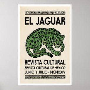 Jaguar ande väggkonst, mosaik linjedesign, beige poster