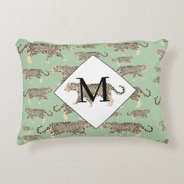 Jaguar Animal Mönster Initial Monogram Prydnadskudde