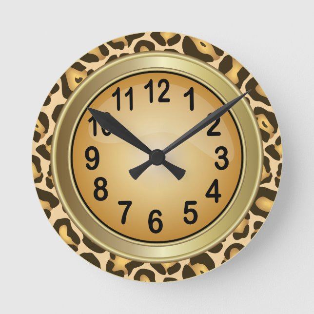 Jaguar Animal Print med Tan Rund Klocka (Framsida)