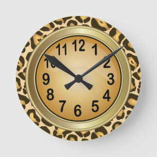 Jaguar Animal Print med Tan Rund Klocka