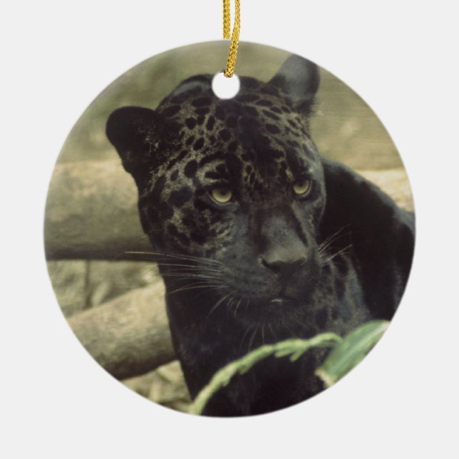 Jaguar Black Panther Art Julgransprydnad Keramik (Framsidan)