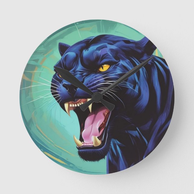 Jaguar - Black Panther Rund Klocka (Framsida)