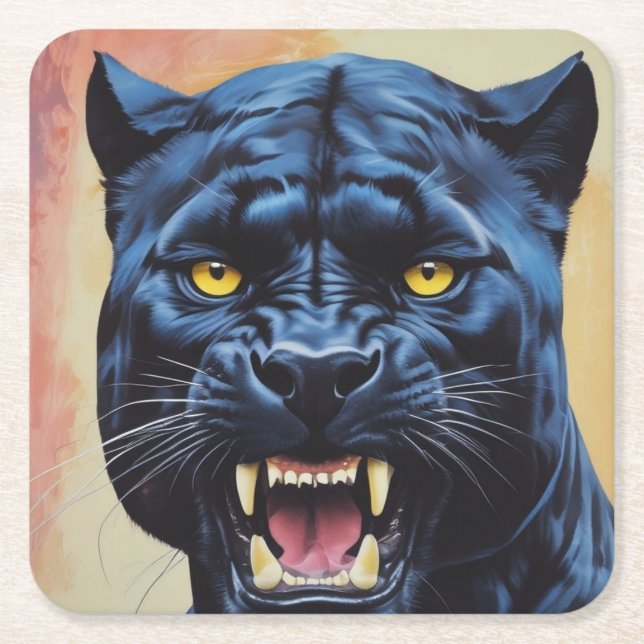 Jaguar - Black Panther Underlägg Papper Kvadrat (Framsidan)