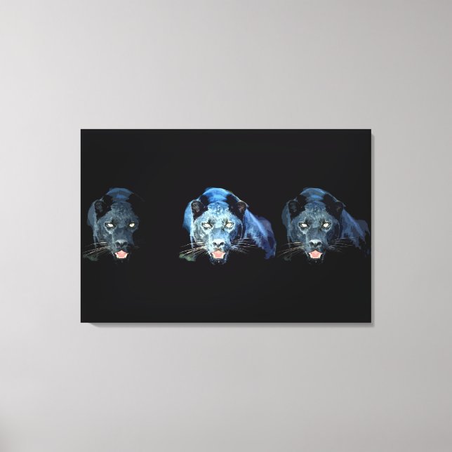 Jaguar - Black Panther Wrapped Canvas - 3 Canvases (Framsida)