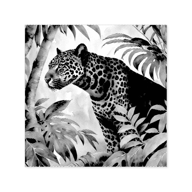 Jaguar Botanical Forest Jungle Självfärgande Stämpel (Design)