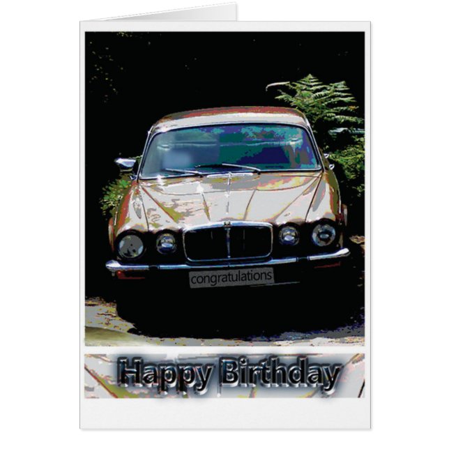 Jaguar car Birthday kort (Framsidan)