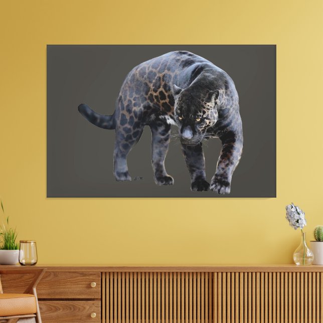 Jaguar Diablo grå canvastryck (Insitu (Vardagsrum))