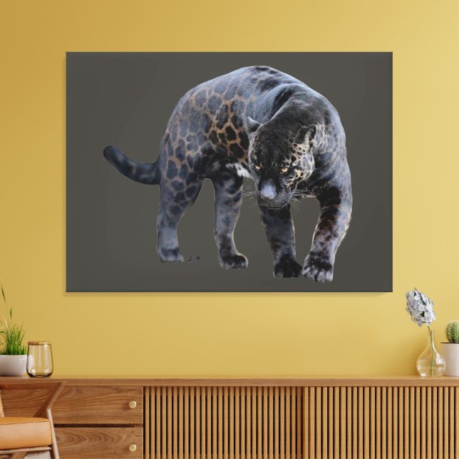 Jaguar Diablo grått kanvastryck (Insitu (Vardagsrum))