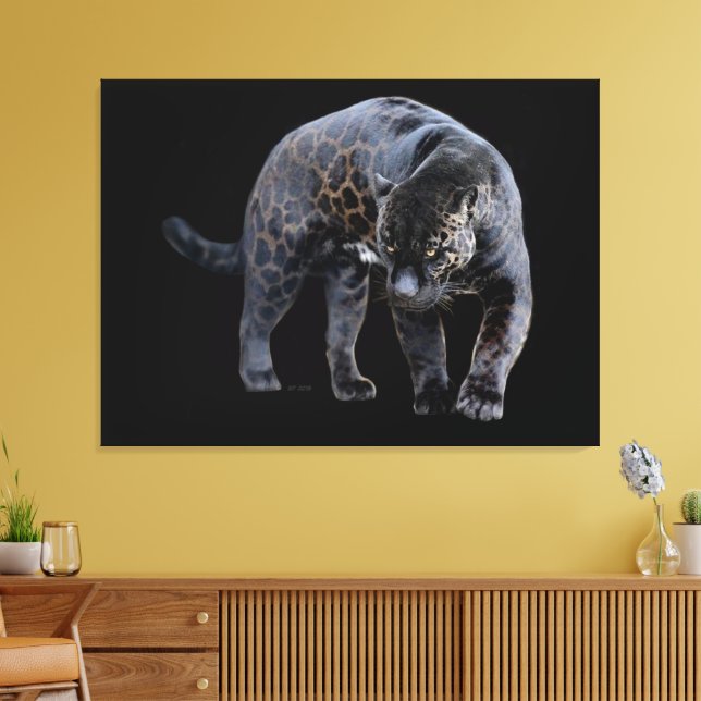 Jaguar Diablo svart canvastryck (Insitu (Vardagsrum))