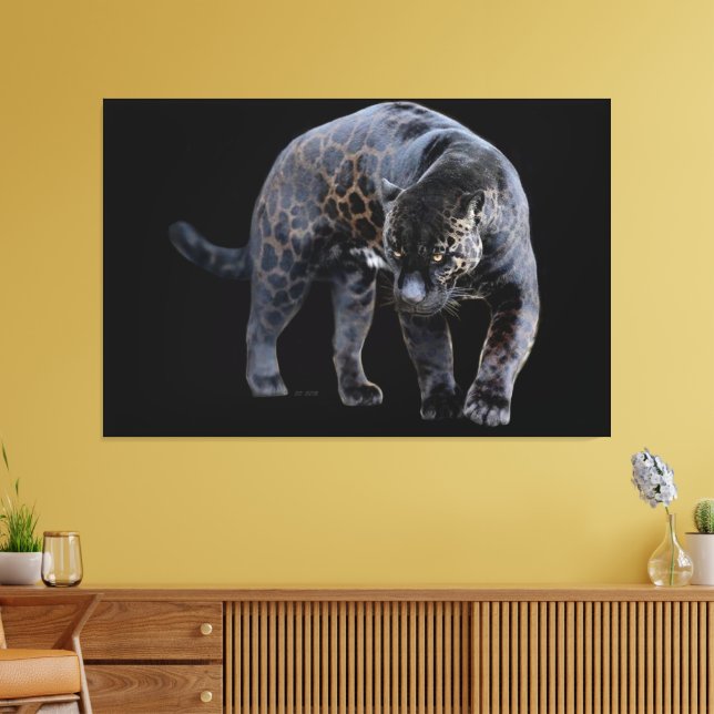 Jaguar Diablo svart canvastryck (Insitu (Vardagsrum))