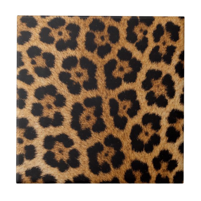 Jaguar Djur Päls Mönster Kakelplatta (Framsidan)