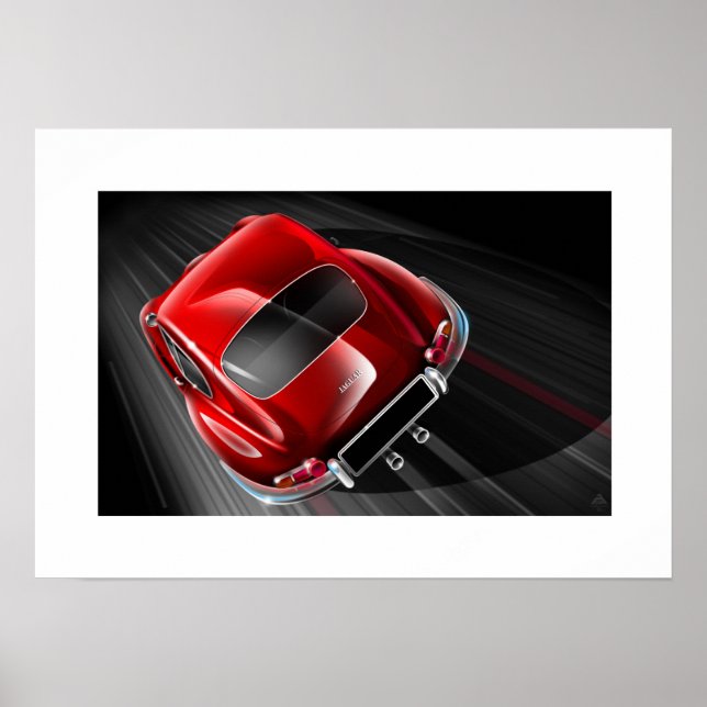 Jaguar E-Type coupe Red Poster (Framsidan)