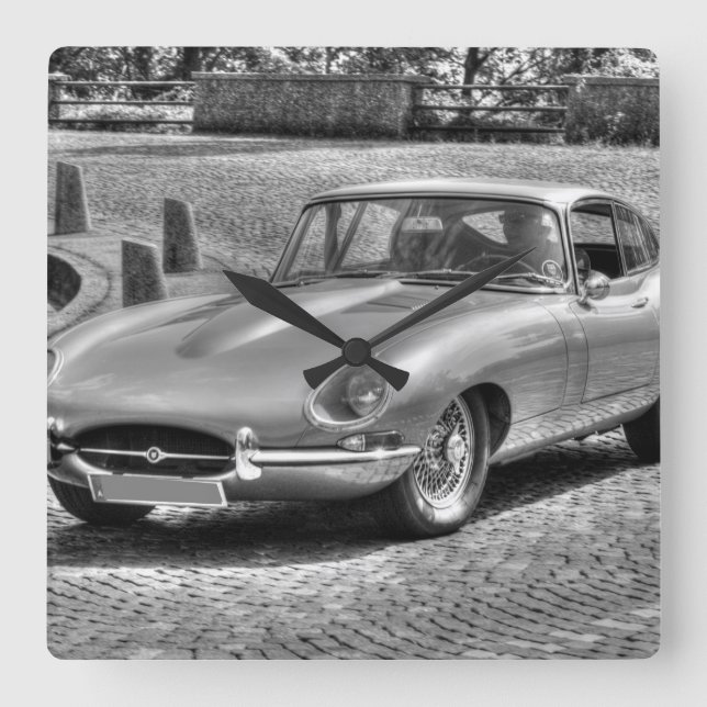 Jaguar E-Type Fyrkantig Klocka (Framsida)